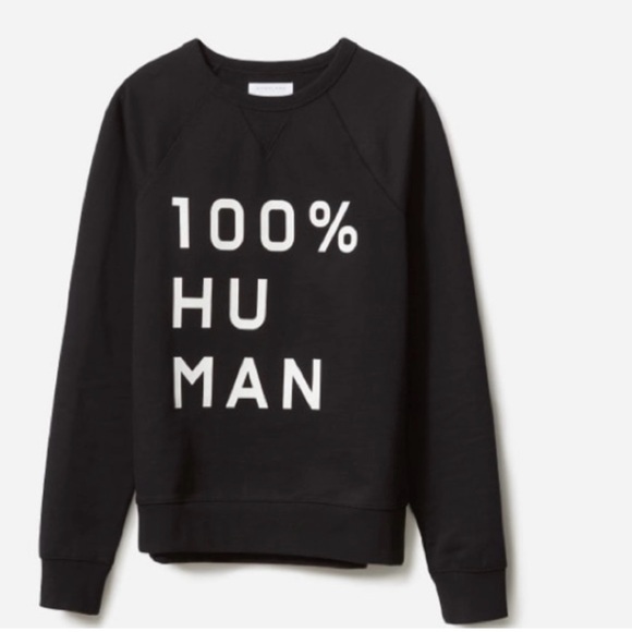 NWOT Everlane 100% Human Black Sweatshirt Pullover Sweater Size Medium - Picture 2 of 5